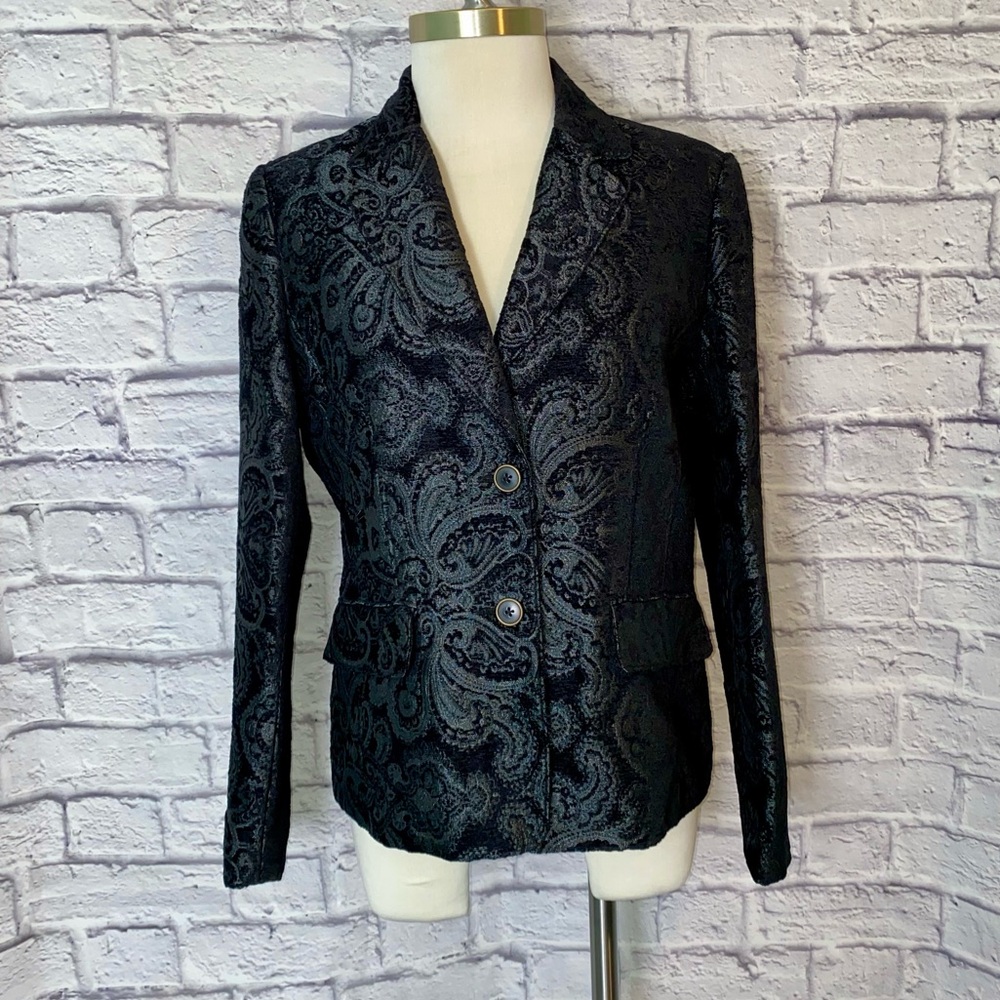 Rafaella. Black Paisley Print Jacquard Blazer. Stunning Pattern. Size 10.